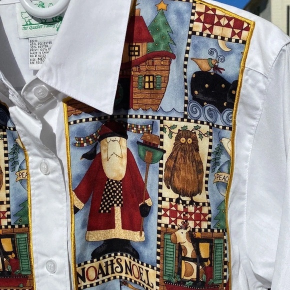 The Quacker Factory button down shirt/holiday/Noah’s Ark design size M - Picture 6 of 13